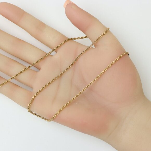 Twisted Rope Rose Gold Necklace – Elegant 18 Inch Chain Design, XPNL0206 - Picture 3 of 12